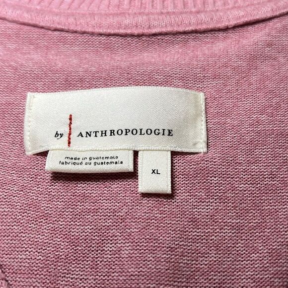 Anthropologie XL Faux Wrap Sweater Long Sleeve Blouson Cozy Dusted Pink feminine - Picture 7 of 10